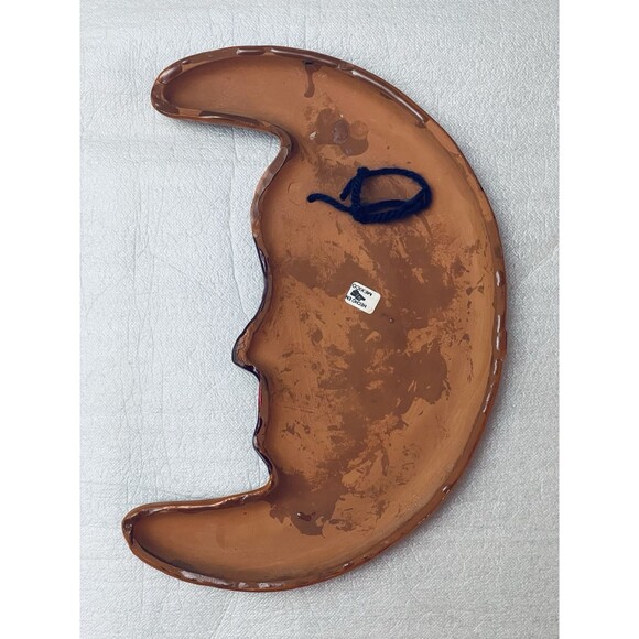 Talavera Moon Face Wall Art – 8.5"x6" Hand Painted Mexican Pottery Folk Decor - Picture 2 of 7